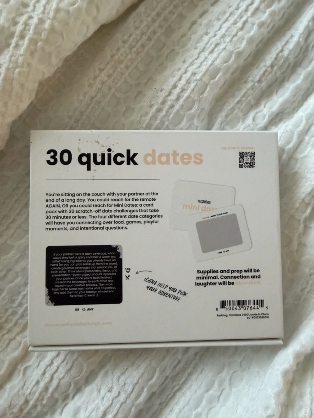30 Quick Dates Scratch-Off Challenge Cards - White & Black - Picture 2 of 5